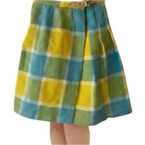 € Vintage 1950’s Wrap Skirt Plaid Sz 0/24 Blue Yellow